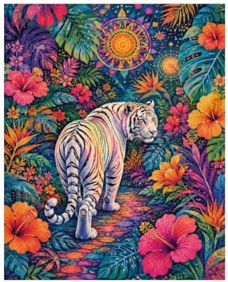 Bozfoxa Paint by Numbers Kit for Adults Beginner Tropical White Tiger by Unknown