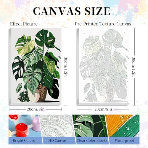 Framed Paint by Numbers Kit for Adults Beginners – Tropical Green Plants - Image 3