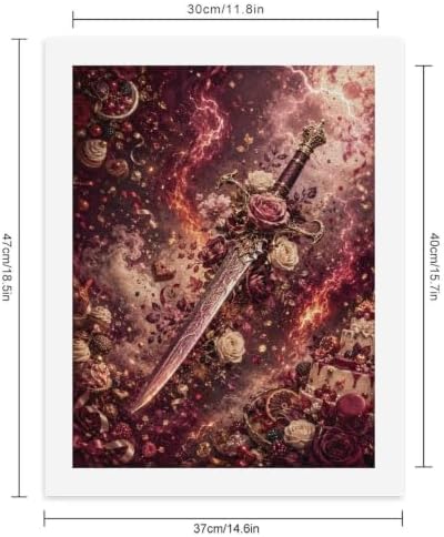 Bozfoxa Paint by Numbers Kit for Adults Beginner Retro Rose Sword - Image 2