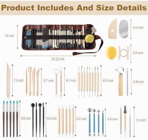 CeeVian Pottery Sculpting Tools Set 43PCS Clay Carving Tools - Image 2