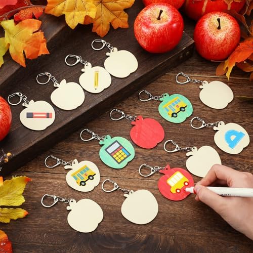 RattanView 24 Pcs Apple Craft Keychains DIY Keychain, 12 Styles - Image 4