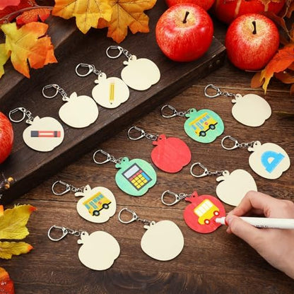 RattanView 24 Pcs Apple Craft Keychains DIY Keychain, 12 Styles - Image 4