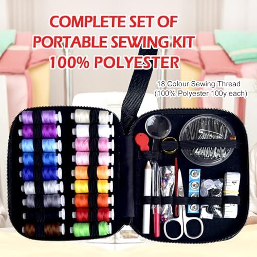 Sewing Kit with Case Portable Sewing Supplies for Home Traveler, Adults, Beginner, Emergency, Contains 18 Sewing Thread, Scissors, Needles, Measure etc,Black(7 Pack) - Image 6