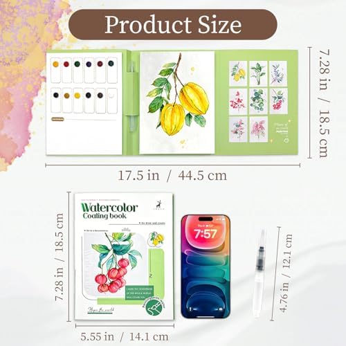 NaTuGi 3Pac Watercolor Workbook for Adults,Watercolor Coloring Book,Portable Watercolor Painting Books,Creative Stress Relief Kit,Suitable for Beginners Birthday Gift (Flower and Girl Series 3pc) - Image 4