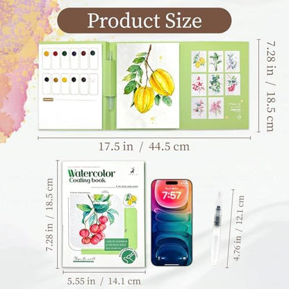 NaTuGi 3Pac Watercolor Workbook for Adults,Watercolor Coloring Book,Portable Watercolor Painting Books,Creative Stress Relief Kit,Suitable for Beginners Birthday Gift (Flower and Girl Series 3pc) - Image 4