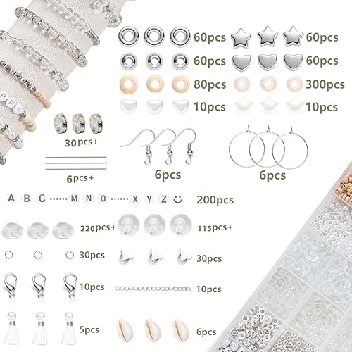 Xyliise Bracelet Making Kit Natürliche Perlen Set for Adults Beads for Bracelets Silver Jewelry Making Supplies DIY Jewelry Necklace Earrings (CZ006-Transparent) - Image 2