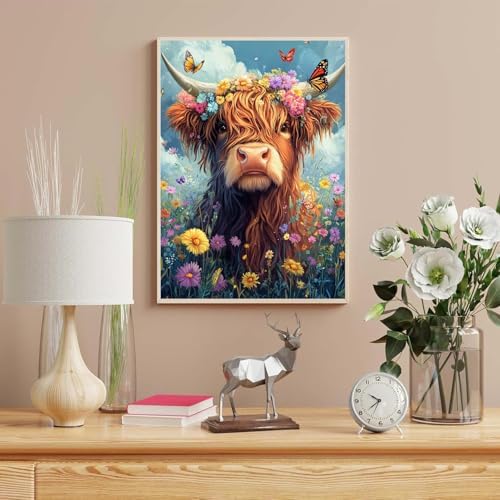 Canrichshop Highland Cow Paint by Numbers Kit for Adults,Cow Painting by Numbers,DIY Acrylic Paint Kit for Adults Without Frame,Easy Adult Paint by Number Kits on Canvas for Decor 16x20inch - Image 4