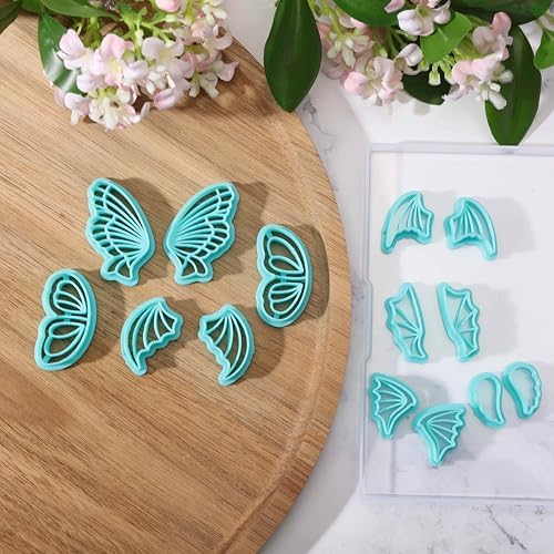 beinkmake 14Pcs Wings Polymer Clay Cutters Angel Wing Clay Earrings Cutters for Adults Bat Butterfly Dragon Wing Cute Polymer Clay Cutter for Jewelry Earrings Making Birthday Party DIY Supplies - Image 4