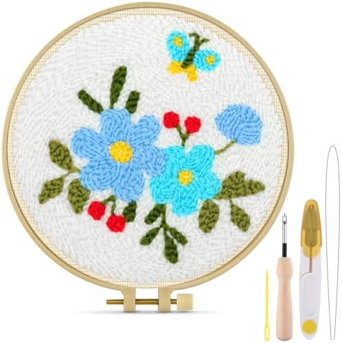 TINDTOP Punch Needle Embroidery Kits, Flowers Punch Needle Kits for Adults by TINDTOP