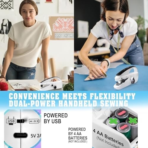 Hand Held Sewing Machines For Adults, Hand Held Sewing Machines for Hemming with Test Fabric(Not second-hand), Easy To Use Rechargeable Hand Sewing Machine for Beginners, Women(WHITE) - Image 4