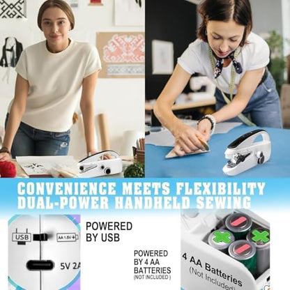 Hand Held Sewing Machines For Adults, Hand Held Sewing Machines for Hemming with Test Fabric(Not second-hand), Easy To Use Rechargeable Hand Sewing Machine for Beginners, Women(WHITE) - Image 4