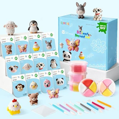 CLYMENE Air Dry Clay Kit for Kids, 12 Animals Modeling Clay with Accessory by CLYMENE