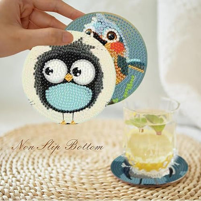 8 Pcs Retro Birds Diamond Art Coasters Kits for Adults with Holder, Cute and Funny Bird Pattern Wooden Diamond Painting Coasters Kits, DIY Diamond Dots Art Painting Coaster Crafts Kit for Home Decor - Image 4