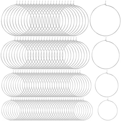 OIIKI 280PCS Earring Beading Hoops, 4 Sizes Silver Plated Hoop Earring Findings, Open Hoops, Metal Earring Rings, Round Earring Beading Decorative Accessories for DIY Jewelry Making, Parties by OIIKI