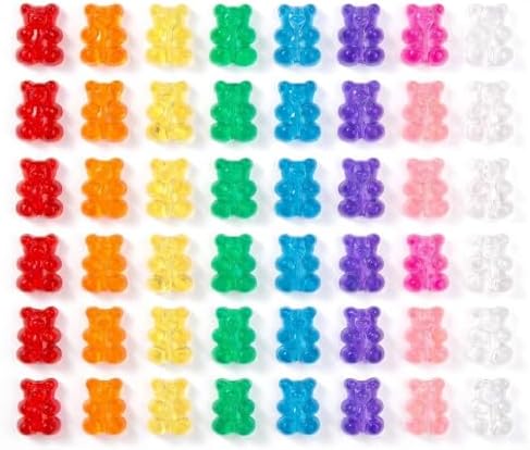 nikkiGuo 200 Small Bear Transparent Mixed-Color Beads. These Multi-Colored Bear Beads are Used in Bracelet-Making Kits, Hair braiding Handmade Accessories, Jewelry-Making handicrafts - Image 3