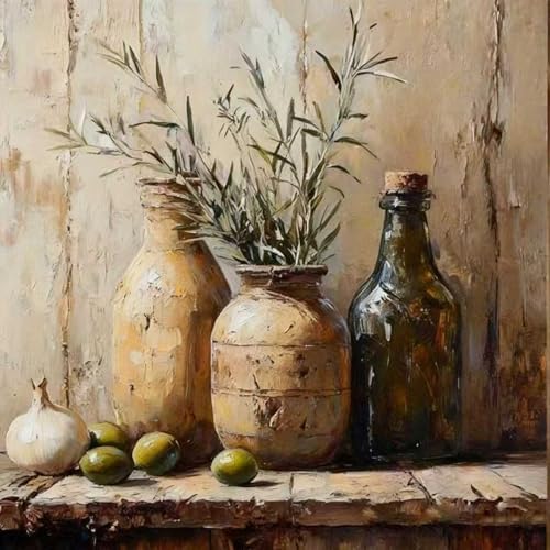 Mrnsiet Paint by Number for Adults Beginners, Easy Bottles Paint by Numbers Kits on Canvas, Retro Oil Painting Kits Adults' Paint-by-Number Kits for Home Wall Decor 16x16 Inch by Mrnsiet