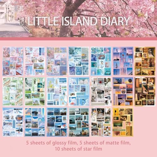 Japanese Kawaii Sticker Book - 20 Sheets Cute Cherry Blossom Island Vibe Stickers for Journals, Planners, Scrapbooking & Water Bottles - Holographic Glitter Vinyl Decals (277 Pcs, Pink) - Image 2