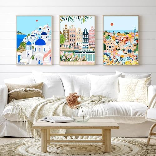 cupmod 6 Packs Paint by Number for Adults,Scenery-Cityscape DIY Acrylic Oil Painting Paint by Numbers Kits on Canvas,Adults Paint by Numbers Kits Drawing Paintwork for Home Decor - Image 2