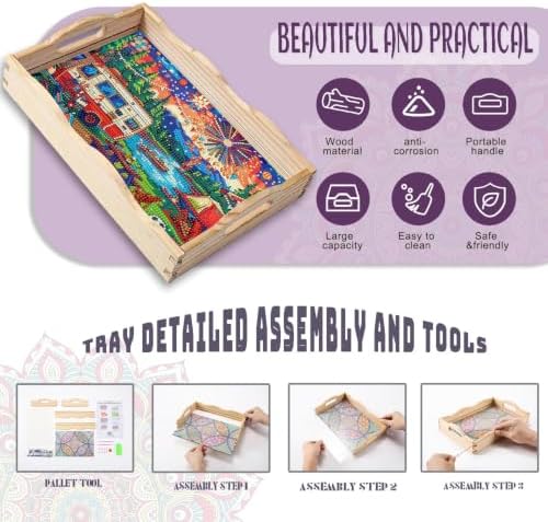 EWJRNSF Diamond Art Kits for Adults Wooden Serving Trays with Handles - Image 3