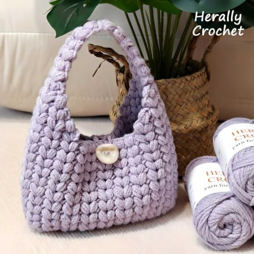 Herally Crochet Kit DIY Bag for Beginners - Wheatear Hobo Bag (Lavender) - Image 5