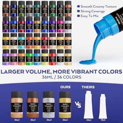 Nicpro 80PCS Acrylic Paint Canvas Set for Adults with 36 Paints (36ML) - Image 3