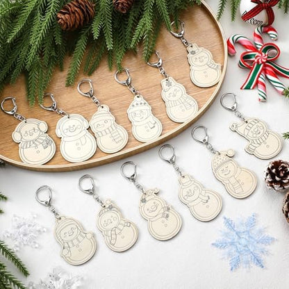 RattanView 24 Pcs Snowman Craft Keychains DIY Keychain, 12 Styles - Image 4
