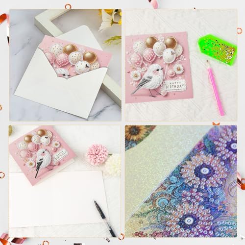 FRANDEK 6pcs Birthday Party DIY Diamond Art Greeting Cards for Adults - Image 7