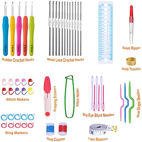 Mdoker 95pcs Knitting Needles Kit&Crochet Hooks Set 36 Straight Bamboo Knitting Needle 12 Small Size Lace Crochet Hook 5 Ergonomic Crochet Needles Knitting Set with Knitting Supplies&Accessories - Image 5