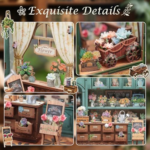CUTEBEE Book Nook Kit, Miniature House Kit for Adults, Flower Shop Booknook - Image 5