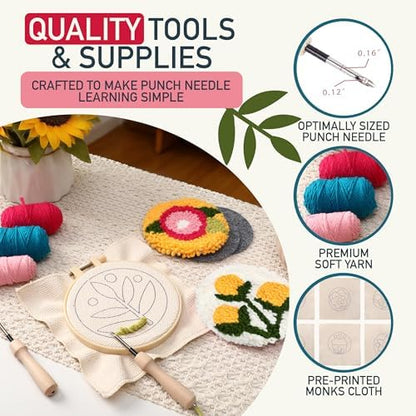 Emri Lane Punch Needle Kit – 6 Floral Design Punch Needle Embroidery Kit - Image 3