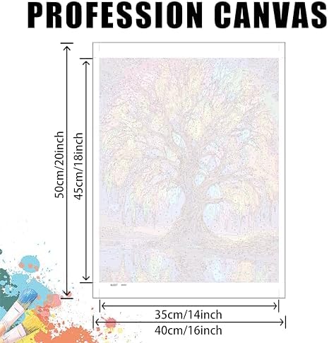 Yunruily Tree of Life Paint by Numbers Adult-Tree of Life Canvas Paint by Numbers for Adults,Painting by Number Canvas for Adults for Gifts and Home Wall Decor(with Gifts Box) 16x20inch - Image 4