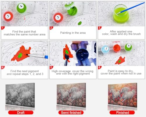 TUMOVO Animals Paint by Numbers for Adults Horse - Image 6