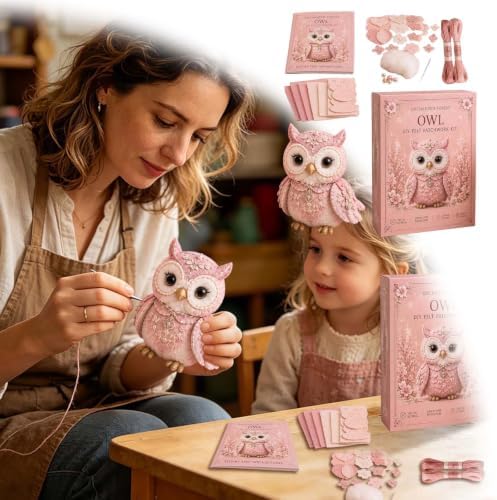 Pink Woodland Friends DIY Felt Patchwork Kit, Pastoral Wild Creatures Handicraft Activity, Manual Tailoring Bundle for Cute Ornament Shelf Décor Quilting Crafting Creative Gift Projects (Pink#C) - Image 5