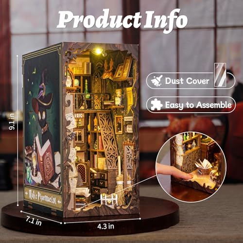 CUTEBEE Book Nook Kit, DIY Booknook Miniature House Tiny House 3D Wooden Puzzle Dollhouse Kit for Adults and Teens, Bookshelf Insert Decor, DIY Craft Gift Model Build - Image 3