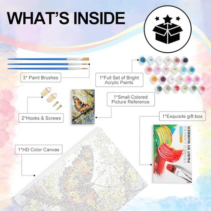 Yezavesu Framed Paint by Numbers Kit for Adults Beginner & Kids Ages 8-12, Butterfly Paint by Numbers with Frame, DIY Number Painting for Adults Butterfly for Home Wall Decor Gift 8X 12 inch - Image 5