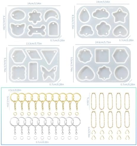 RESIN GO 64Pcs Rounded Edge Resin Jewelry Molds, 4 Styles Keychain Resin Molds Silicone with Hole, Arc Edge Pendant Silicone Molds for Epoxy Resin Jewelry, Earring, Necklace, Keychain Making Kit - Image 4