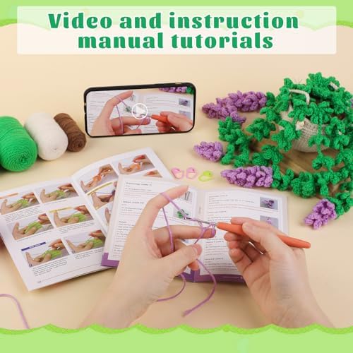 Kogyxe Crochet Kit for Beginners Crochet Hanging Plant with Video Tutorials - Image 3