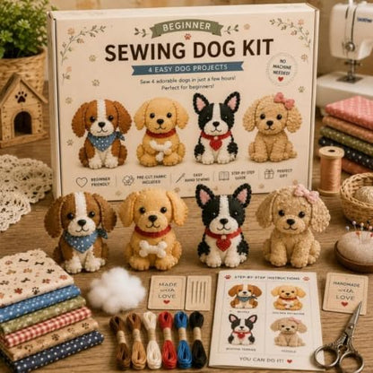 Sewing Kit for Beginners, DIY Felt Sewing Craft Kit with Pre-Cut Fabric & Instructions, Handmade Plush Animal Craft Set for Adults & Teens (Bird) (Dog) - Image 3
