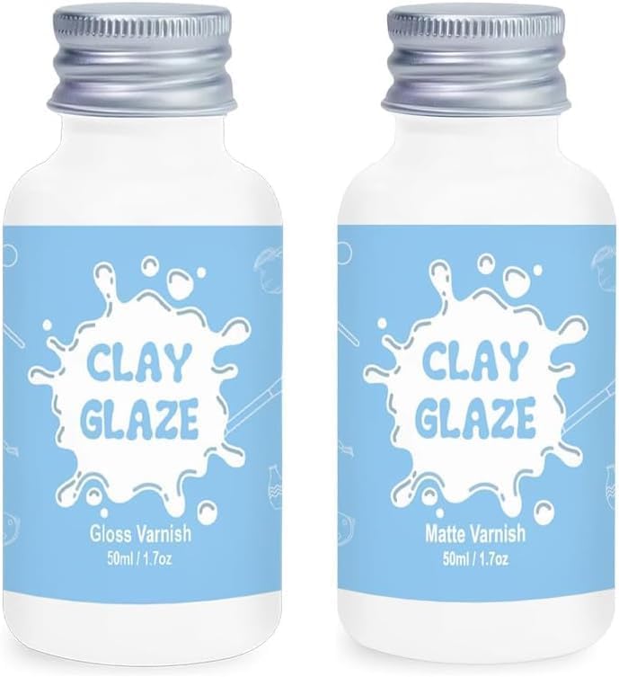2 x 50ml Air Dry Clay Glaze, Protect Clay Surfaces, Gloss & Matte Glaze by EIGTWEN