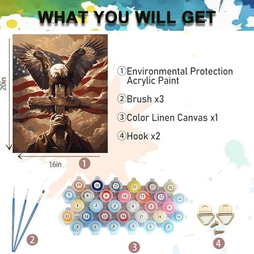 Paint by Numbers Kit for Adults-National Flag, DIY Oil Painting 16x20In - Image 4