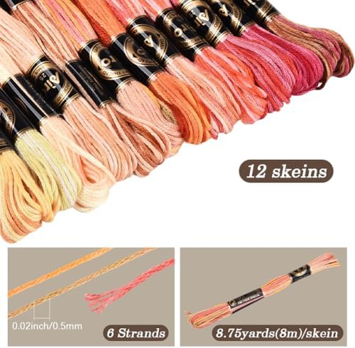 12 Skeins 105 Yards Cross Stitch Floss Colorful Embroidery Thread 6 Ply Variegated Friendship String Polyester Threads Bulk for Sewing Making Bracelets Clothes Stitching Decor Craft DIY - Image 2