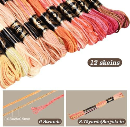 12 Skeins 105 Yards Cross Stitch Floss Colorful Embroidery Thread 6 Ply Variegated Friendship String Polyester Threads Bulk for Sewing Making Bracelets Clothes Stitching Decor Craft DIY - Image 2