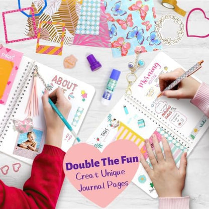ADUSRIZ 2-Pack DIY Journal Kit for Girls Ages 8-14 Year Old, Birthday Christmas Gifts for Teen Girls, 70+ Pcs Art & Crafts, Scrapbook & Diary Supplies Toy Set Trendy Stuff for Kids - Image 3
