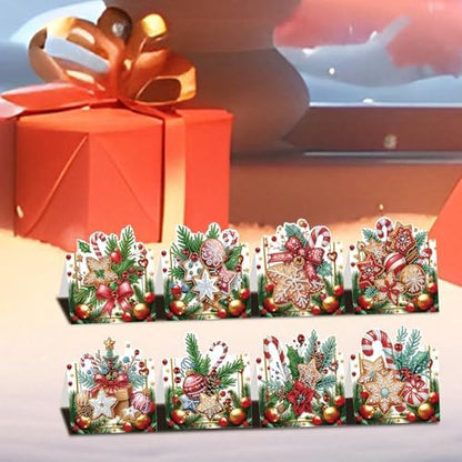 jinglinhh 8pcs Diamond Art Painting Christmas Cookies Greeting Cards with Envelopes, DIY Card Making Kits for Adults, Diamond Art Postcards Christmas Cards Craft Gifts - Image 4