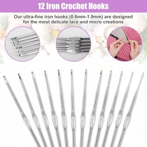 MECHEER Crochet Kits 54 Pack, Crochet Hook Set Knitting Kit for Beginners, Ergonomic Crochet Hooks Kit with Storage Case, Knitting Needles, Hand Craft Crocheting Supplies for Crocheters - Image 4