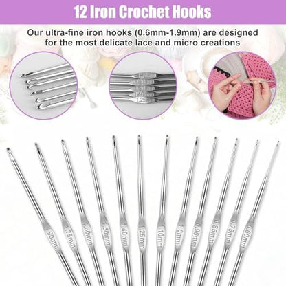 MECHEER Crochet Kits 54 Pack, Crochet Hook Set Knitting Kit for Beginners, Ergonomic Crochet Hooks Kit with Storage Case, Knitting Needles, Hand Craft Crocheting Supplies for Crocheters - Image 4
