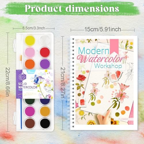 Beginners Watercolor Workbook for Adults, Step-by-Step Coloring Book Set - Image 6