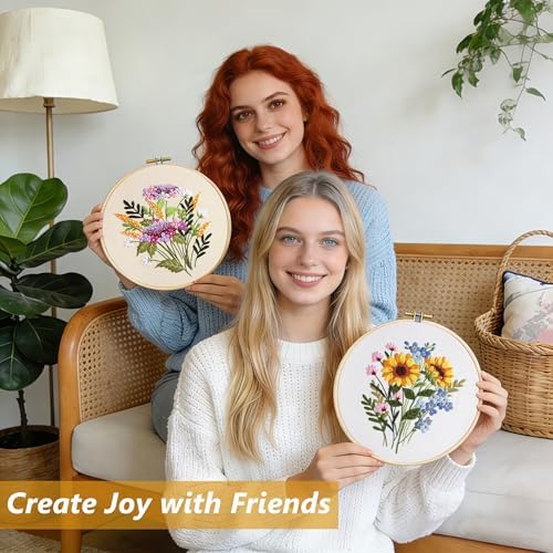 3 Packs Embroidery Kit for Adults, Embroidery for Beginners (Flower) - Image 4