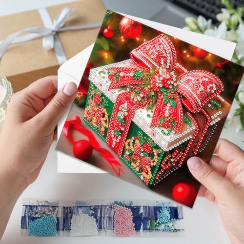 12 Pcs Diamond Art Greeting Cards with Envelopes Merry Christmas Snowman Xmas Theme Diamond Painting Greeting Cards DIY Diamond Art Crafts for Adults Teens (Colorful-2) - Image 4