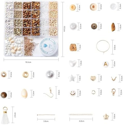 Xylise DIY Jewelry Making Kit, 1000+ Beads with Letters, Turquoise and Pearl Beads, Gold Charms, Bracelet Supplies (Colour of the Picture) - Image 3